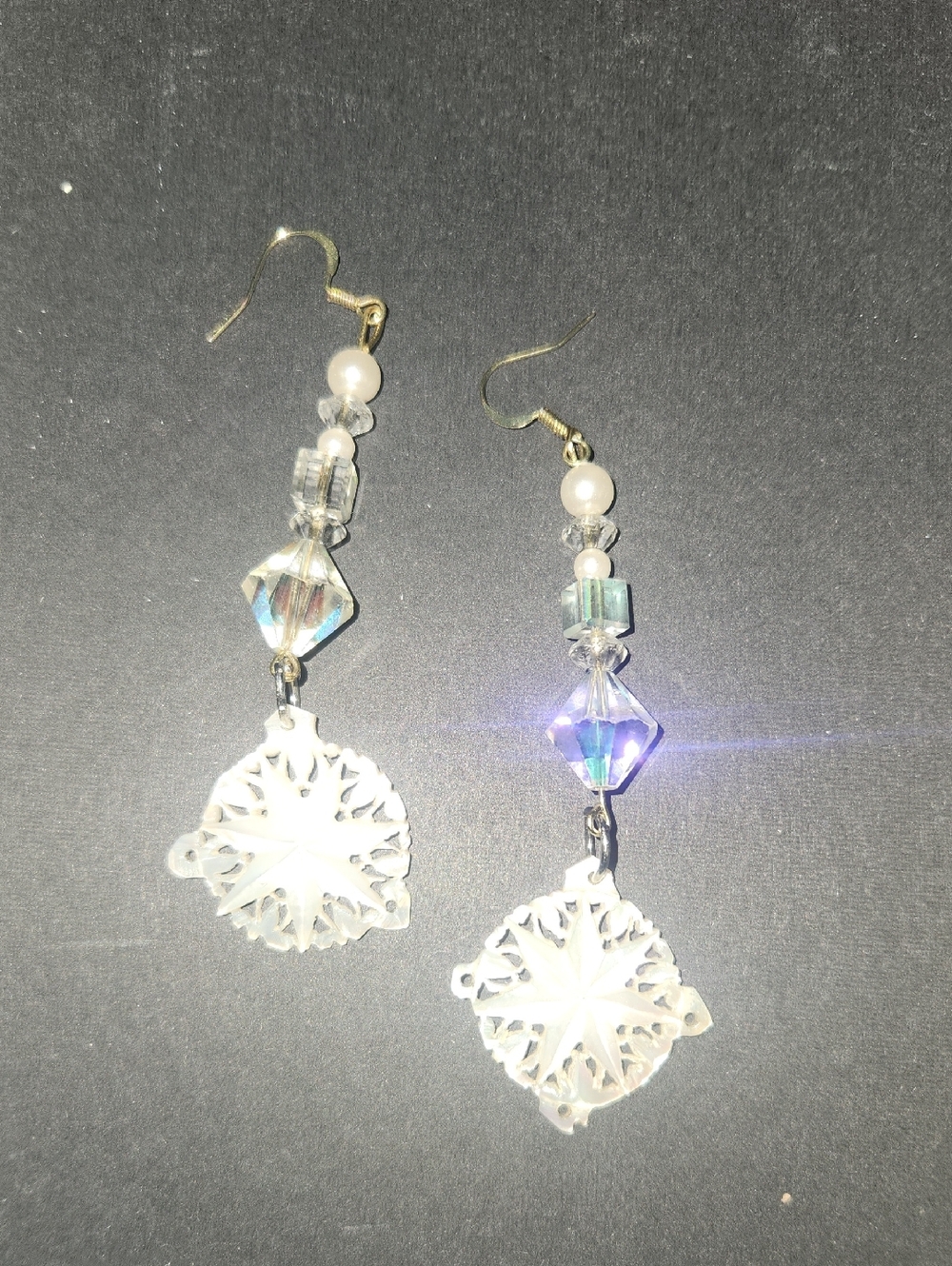 Gold Hook White Crystal & Pearl Drop Earrings